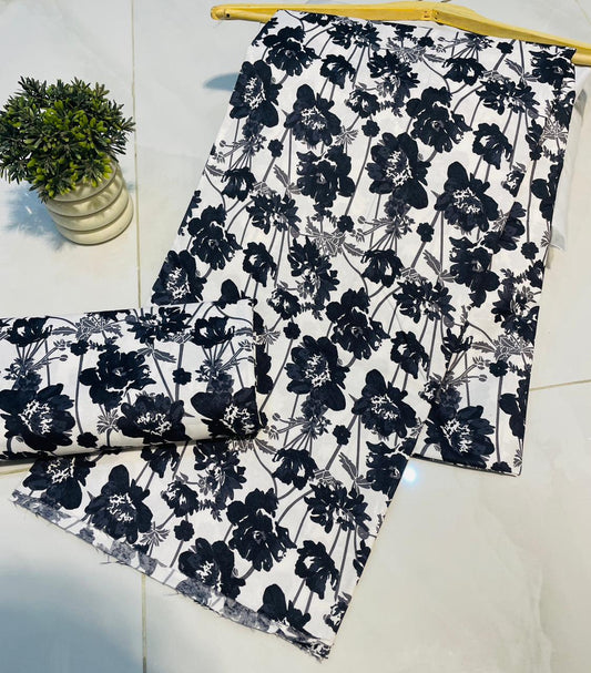 Digital Printed  2 piece Suit Unstitched polo cotton